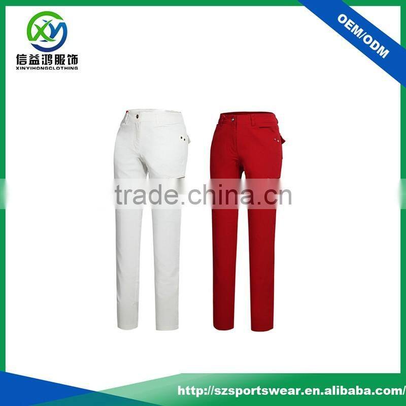 Latest Design 100% Polyester Slim Cutting Available Color Metal Zip Lady Golf Pant