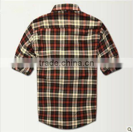 New Men's fashion long sleeve check/plaid flannel shirt with button-down collar