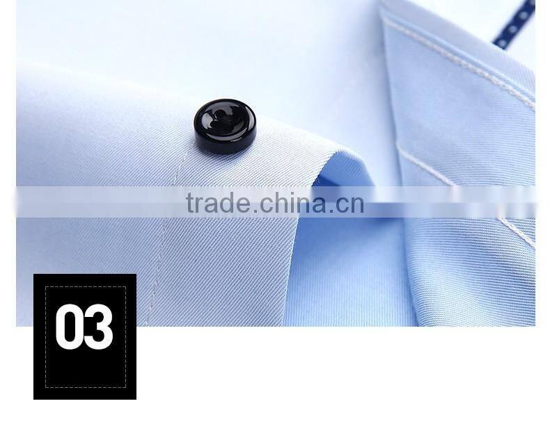 2016 new arrival summer season fancy 35% cotton double collar solid color short sleeve shirt for man