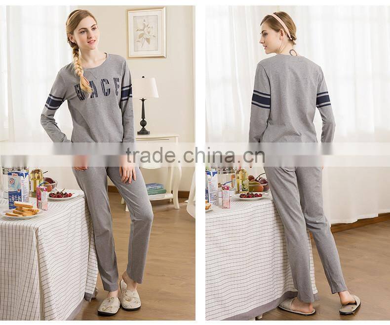 2017 Best Qianxiu Wholesale Lightweight Long Sleeved Elegant Gray Knit Cotton Mens Sleep Shirt