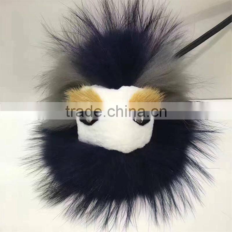 Colorful Promotional fashion fur accessories Raccoon Fur fuzzy KeyChain