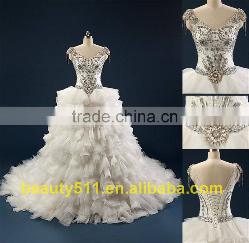 A-Line Straight Neck Strapless Ruffle Wedding Dress Bridal gown AS28702