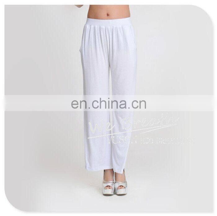 Bamboo Fiber Full Length Casual Pants Solid Colors Yoga Lounge Wear