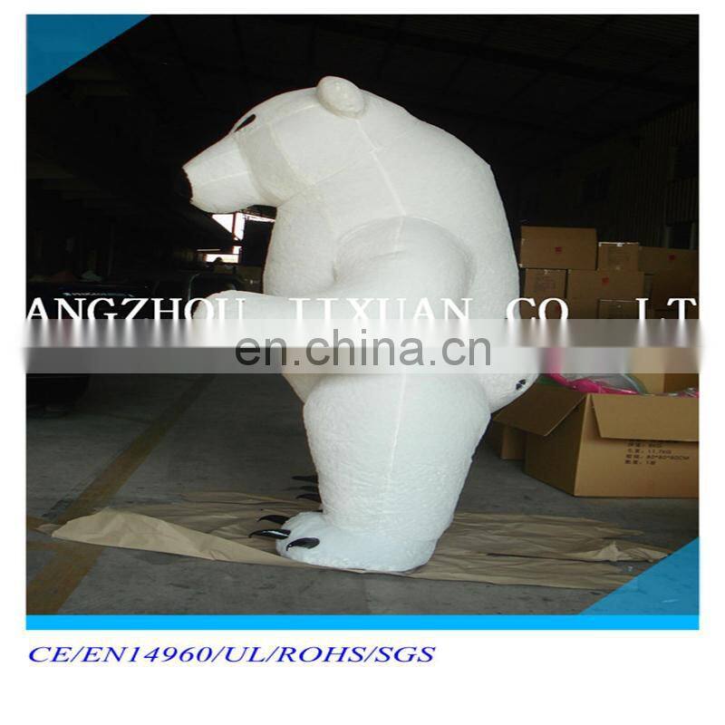 Inflatable airblown long plush polar bear static for christmas decoration