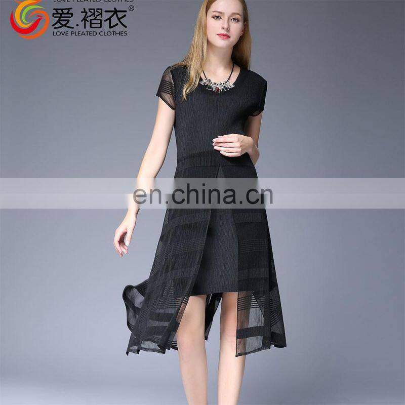 Black elegant V neck women party dress formal office dresses for ladies with lace