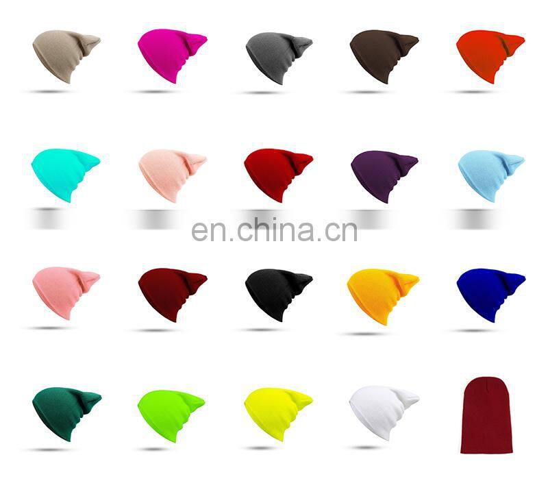 Catgirl Plain Beanie Knit Ski Cap Skull Hat Warm Solid Warm Cuff Blank Beanie