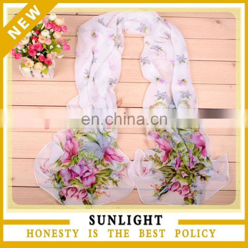 China wholesale white chiffon scarf in stock