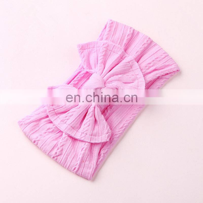 27Colors Baby Soft Headband Girl Solid Color jacquard stripe headwear with bow