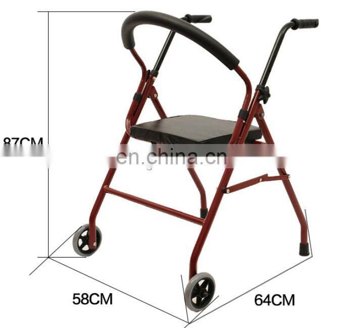 Good price rollator with seat 4 wheels walker for old people