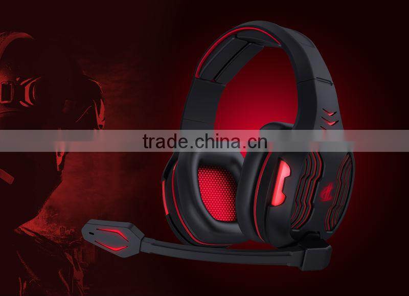 fashion new led light big size gaming headset with USB connector for cool