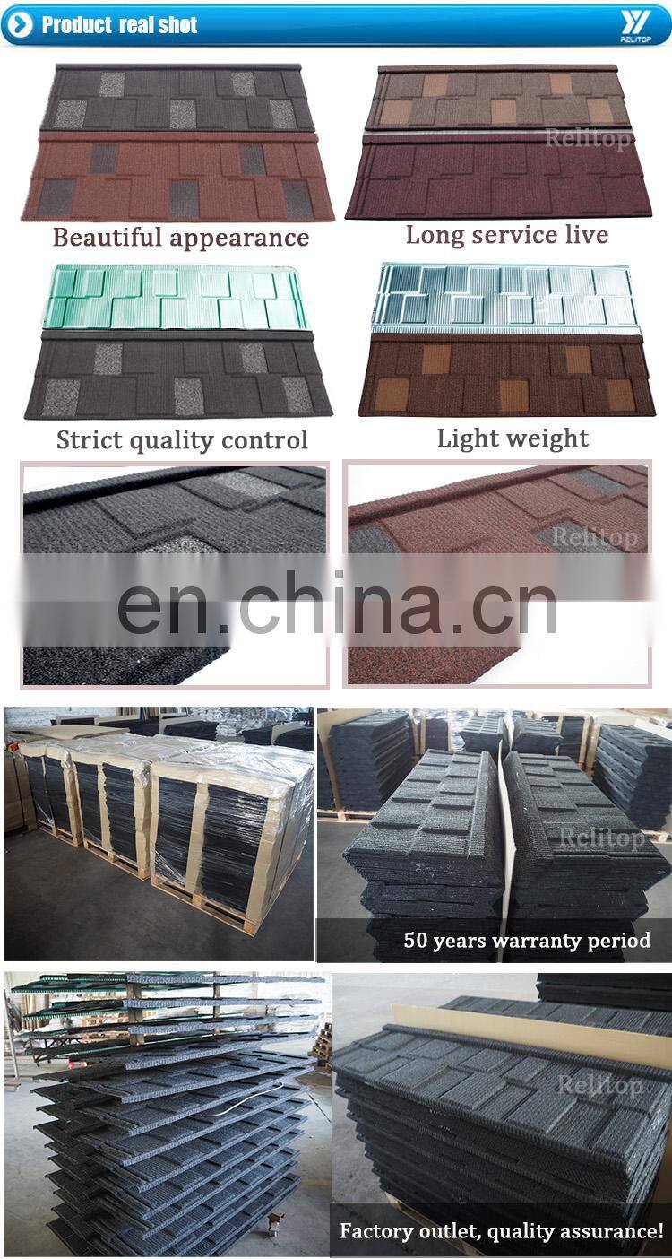 Shingles type roofing sheet China wholesaler of sturdy and durable colored stone coated metal roof tiles