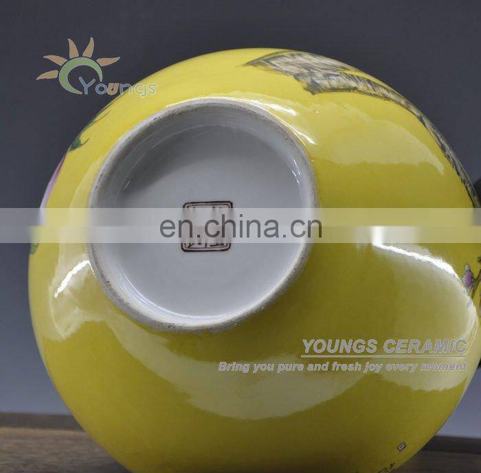 Jingdezhen Antique hand painted porcelain Yellow PEACH vases