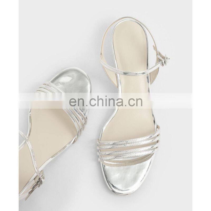 Women unique cheap price good quality ankle strap clear wedges heels sandals and ladies shoes