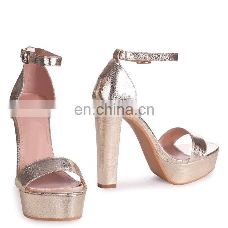 Ladies Cracked Closed Back Ankle Buckle Strap High Block Heels Women Platform Sandals Shoes Pu Handmade Rubber PK LAJPF0096