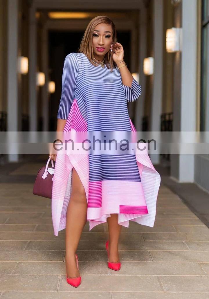 Women Fashion Dress in striped and irregular Dress