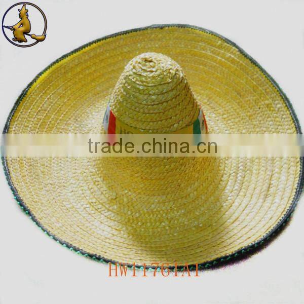 New Style Big Bright Yellow Mexico Straw Hat