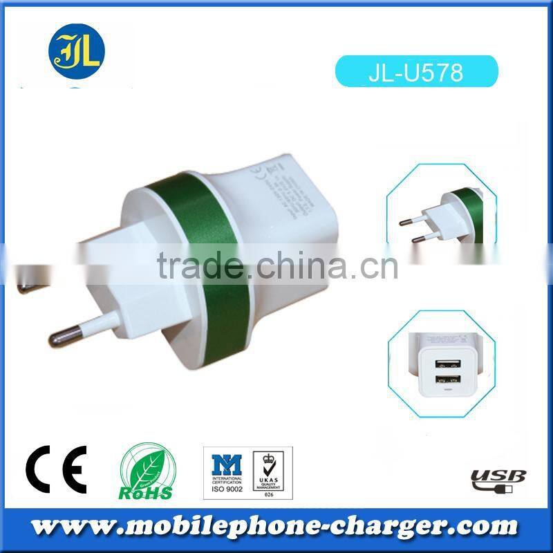 Hot new product for 2015 mobile phone accessory dual usb home charger EU plug