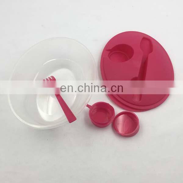 Custom Plastic Salad Container with Fork and Sauce box