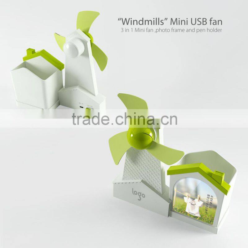 2015 new products USB air cooler fan mini fan with pen holder mini plastic fan