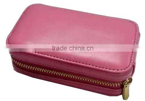 Pink Essential oil travel carrying cases bag,leather essential oil bottle travel organizer