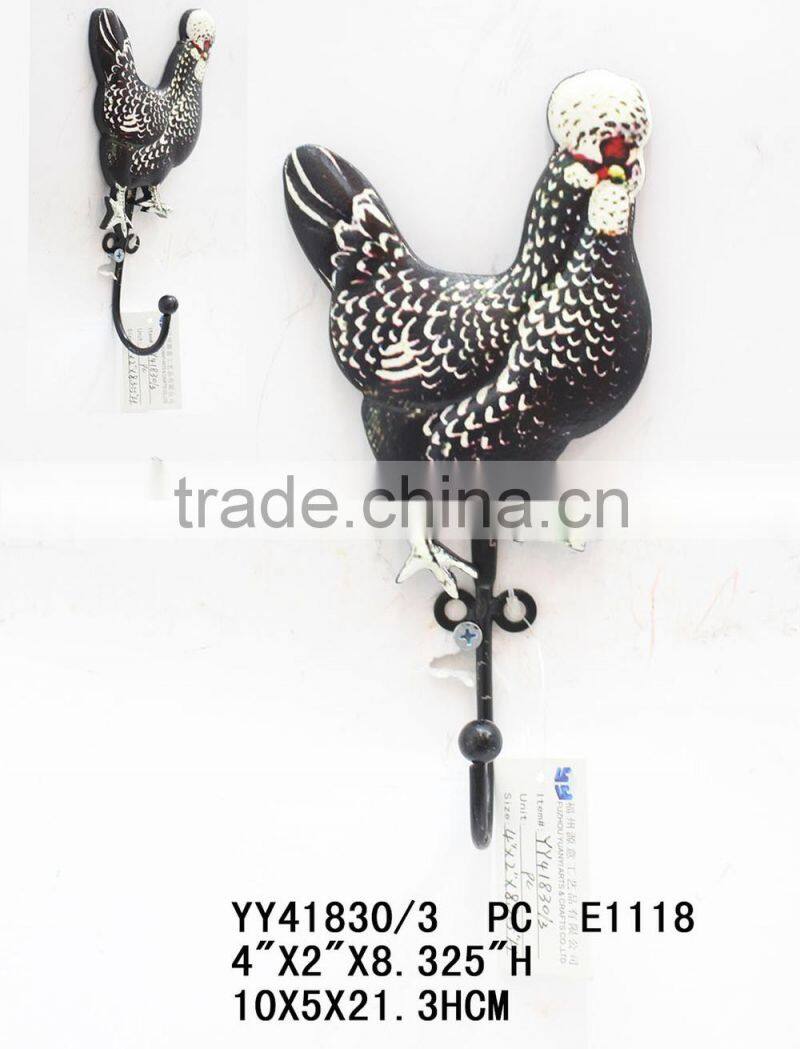 New design embossed cock shape metal hook