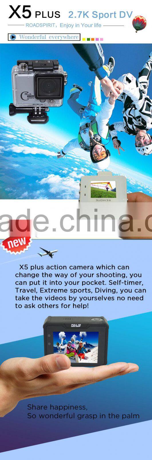 Worldwide First 2.7K Action Camera With 1.5 inch Remote Controller, Operation Through Remotes