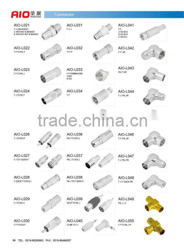 F type male RF connector 90 degree right angle for RG213 and CATV TV antenna