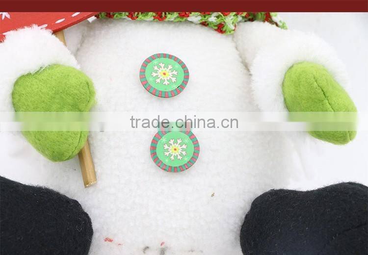 Sitting Snowman Stuffed Plush Toy With Fleece For Christmas Decoration