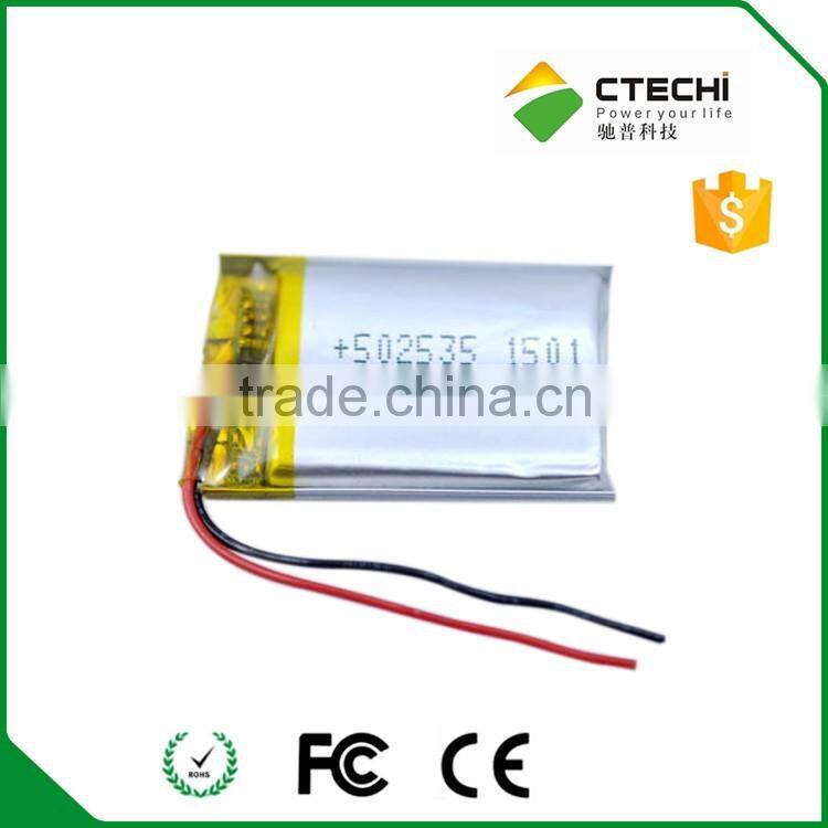 3.7v 502535 polymer li-ion battery 400mAh for portable electronic device