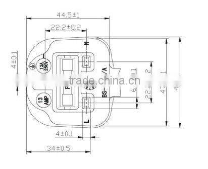 3 Pins U.K. 6v ac dc plug power adapter