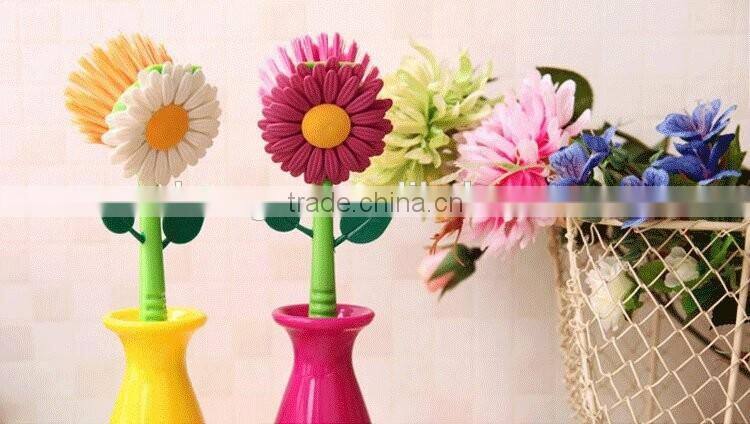 Multipurpose Flower Dish Scrub Cleaning Brush with Holder