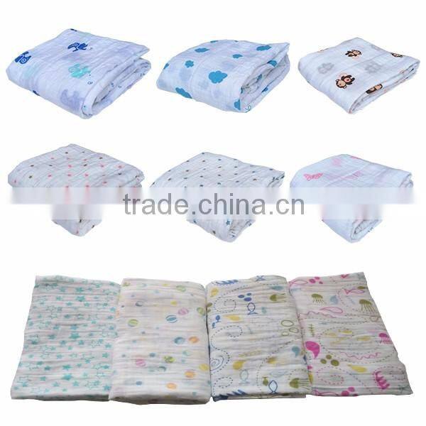 MB-MS-002 custom printed soft touch cotton muslin baby swaddle blanket