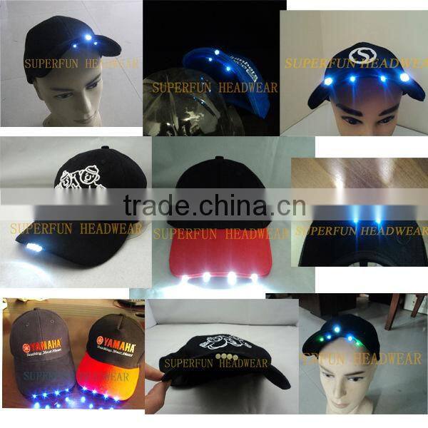 camo material white and green LED colors fast and closed hunting caps