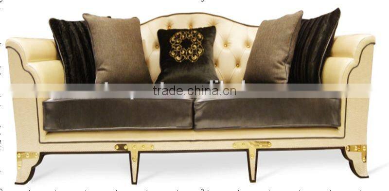 Luxury Classic Design Living Room Furniture Beige Leather Sofa Set Sectional vintage sofa