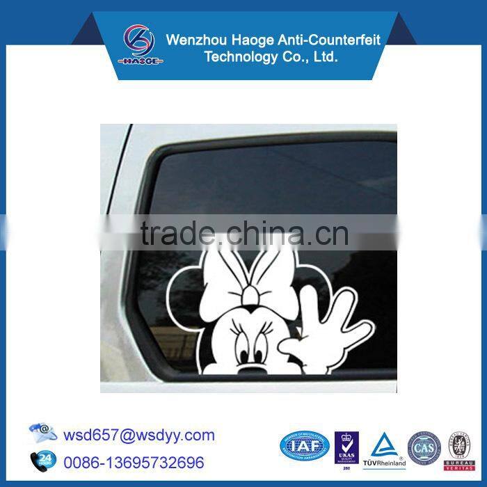 Cute decorative glossy White PVC Sticker Label For Car Window