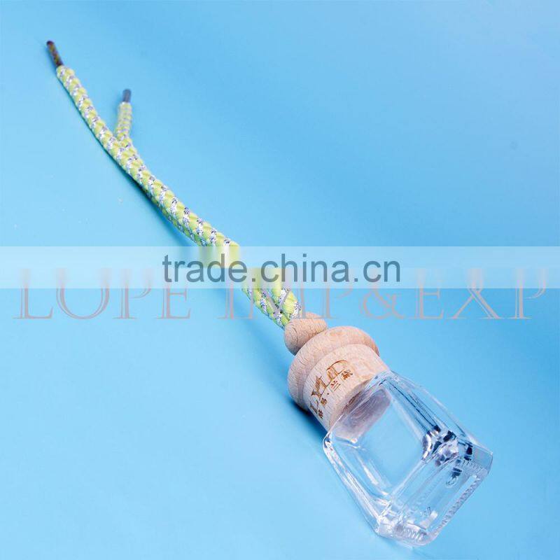 Glass Hanging Bottle With Wooden Cap Car Refresh Bottle