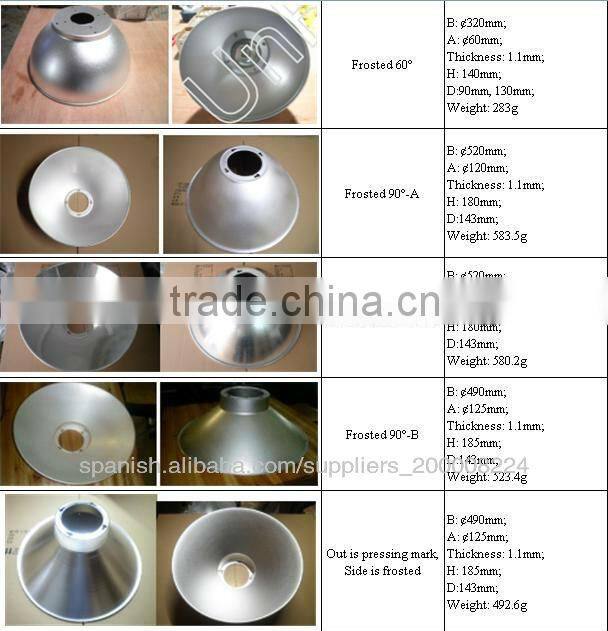 45/60/90/120 degree alumiunm round led high bay light reflector