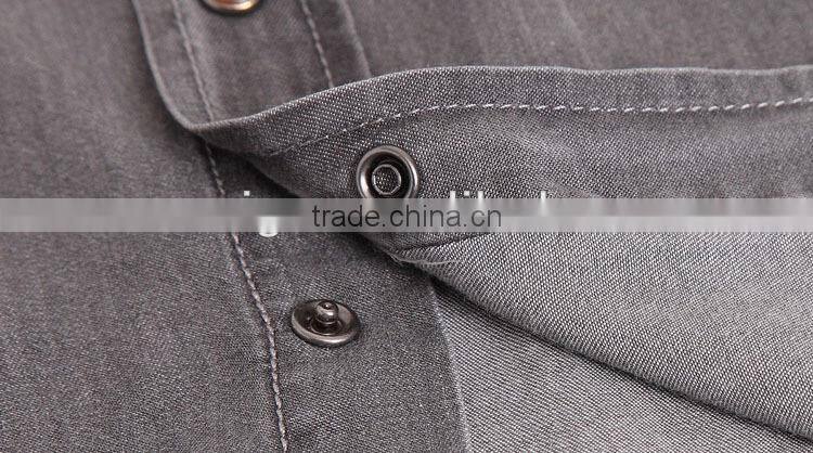 ladies cotton polo collar shirt solid color long sleeve jean blouse