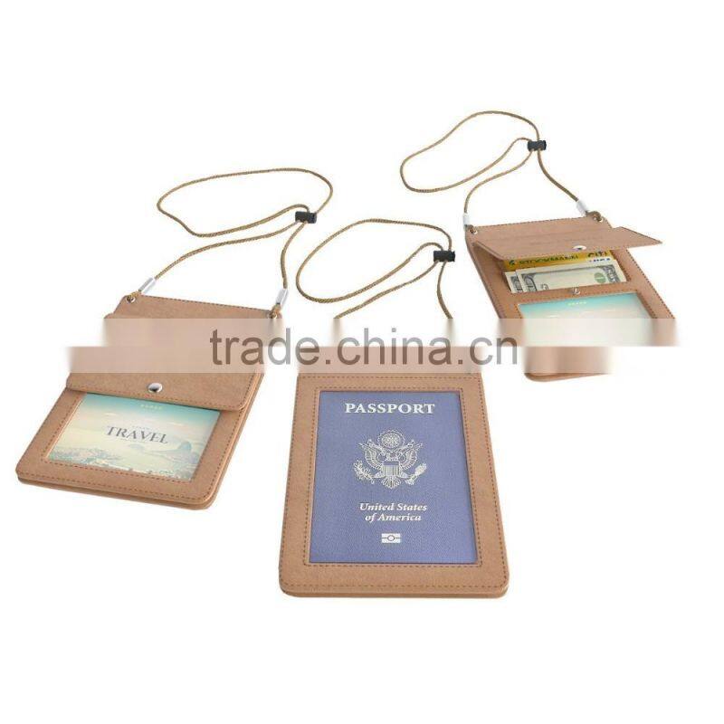 Custom Travel Document Holder Passport Organizer Leather Neck Travel Wallet