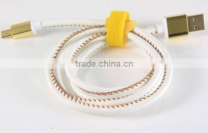 hot sale 30CM/1M 2015 wholesale colorful leather cable micro usb cable for Andriod Mobile Phone