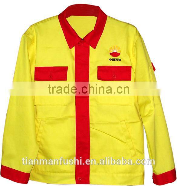 2015 Wholesale Petroleum Oil Field Work Jacket Quality Customed Light Yellow Working Jacket