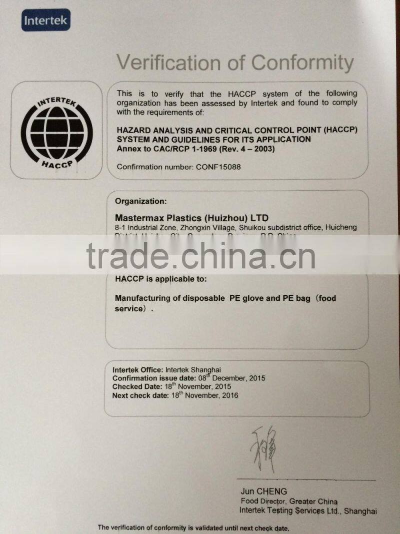 Hot sale plastic kitchen glove