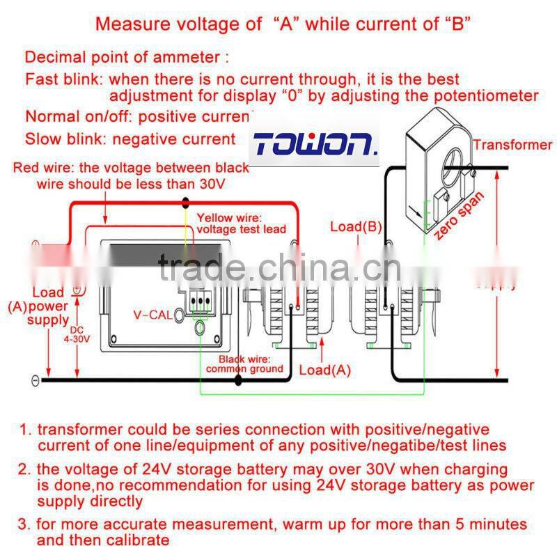 100A Ammeter 100V Voltmeter 2in1 Digital Voltage Current Meter DC 12V 24V Dual display Volt Amp Monitor + Current Transformer