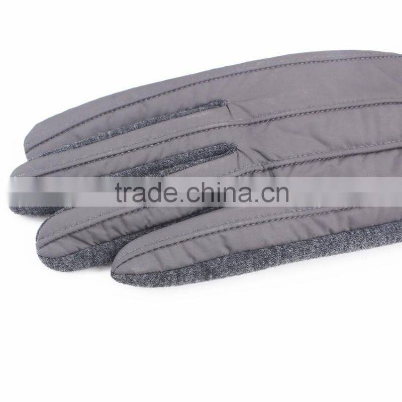 Gray eiderdown touch screen goves with four outside sewing lines