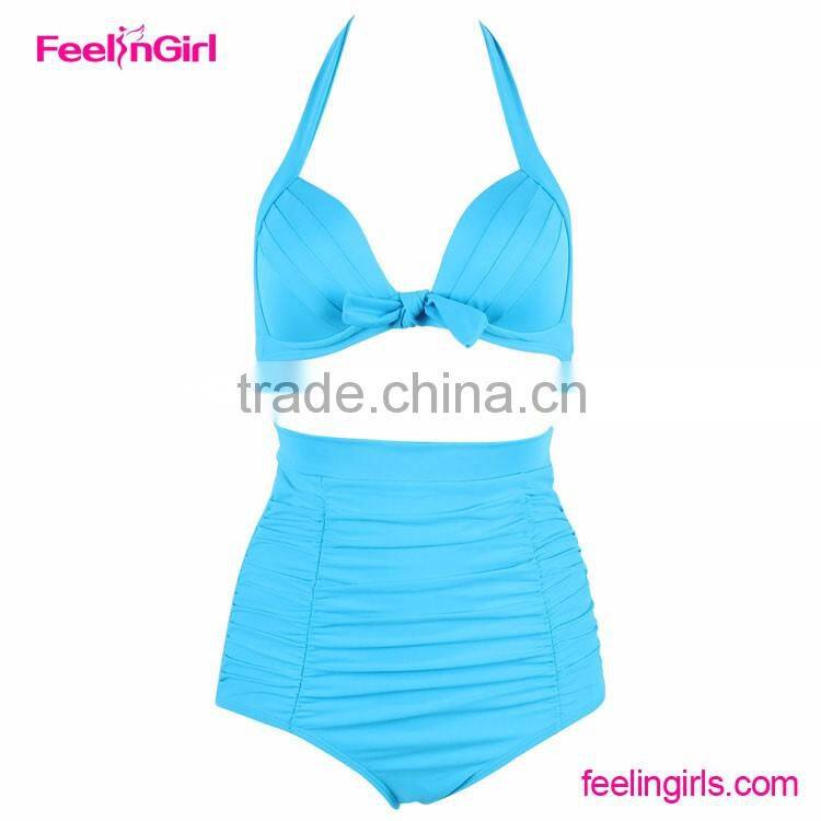 Young Girl Light Blue High Cut Plus Size Sexy Mature Bikini
