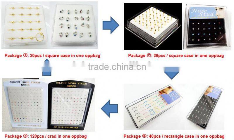 fashion silver nose pins piercing jewelry