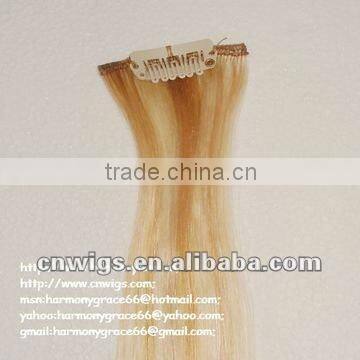 Quality single clip in hair extension/one piece clip in human hair extensions/one piece clip in curly hair extension