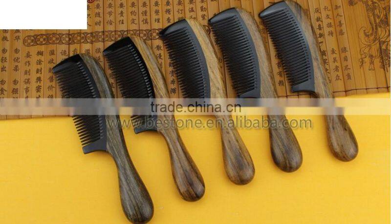 Natural Ox Horn Green Sandalwood Wood Comb