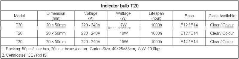 T20 E12 10W fridge lamp