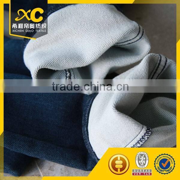 Knitted stretch cotton printed denim fabric